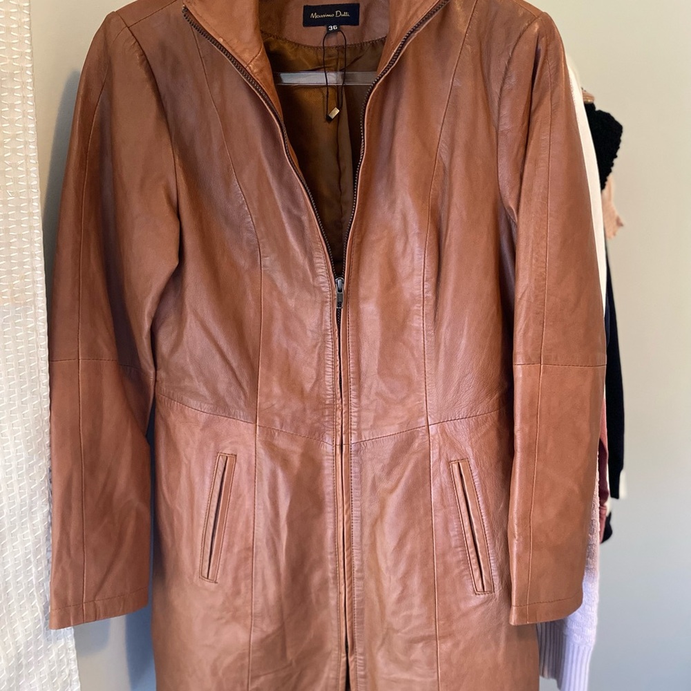 Massimo Dutti Brown Leather Jacket